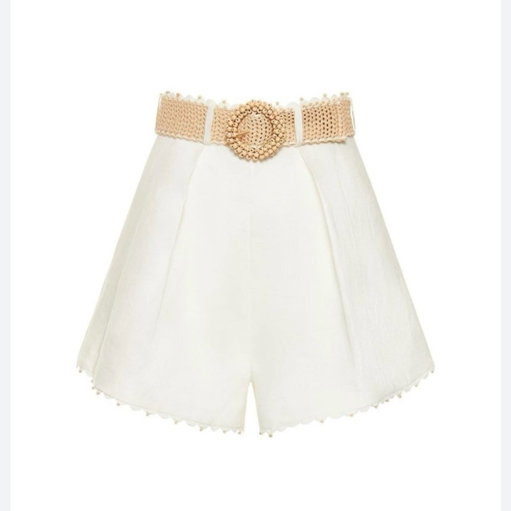 Zimmermann Tiggy Tuck Linen White Shorts size 2